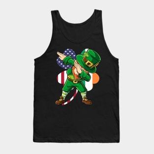 St Patricks Day Dabbing Leprechaun Irish American Flag St. Patrick's Day Tank Top